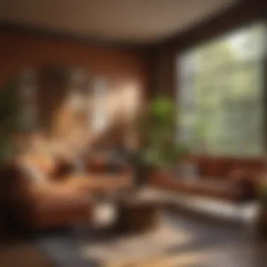Cozy living space with warm earthy colors and natural light