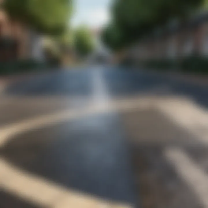 Before and after images demonstrating the impact of professional paving cleaning
