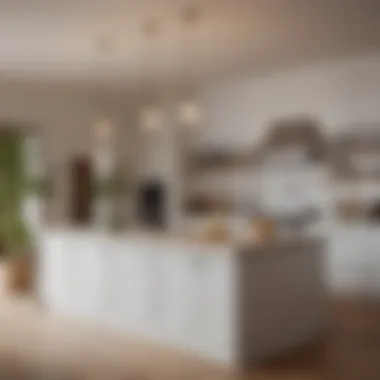 Stylishly arranged kitchen island complemented by pendant lights