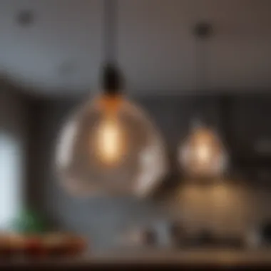 Close-up of unique pendant light designs showcasing diverse materials