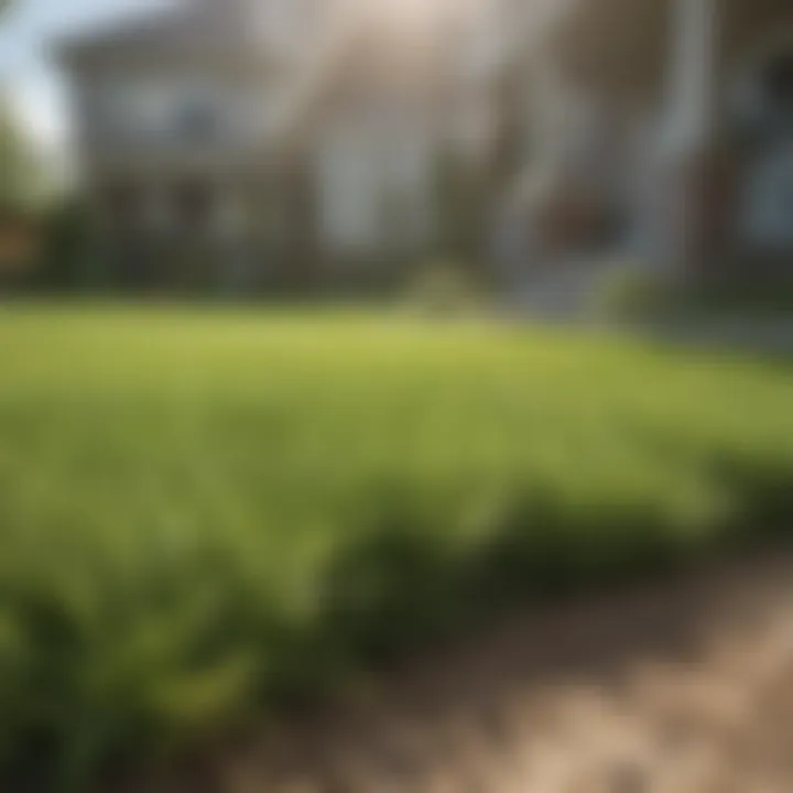 Healthy lawn thriving after fertilization