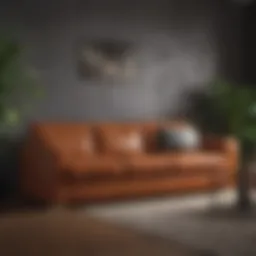 Luxurious pleather sofa in a modern living room