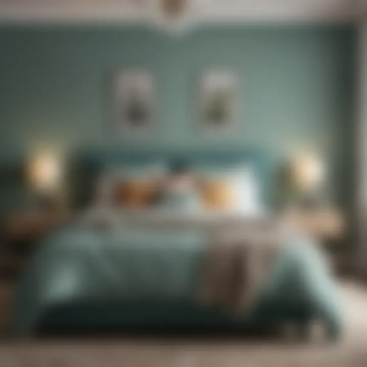 Calming bedroom with serene color scheme
