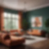 Trendy living room showcasing modern color palette