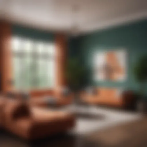 Trendy living room showcasing modern color palette