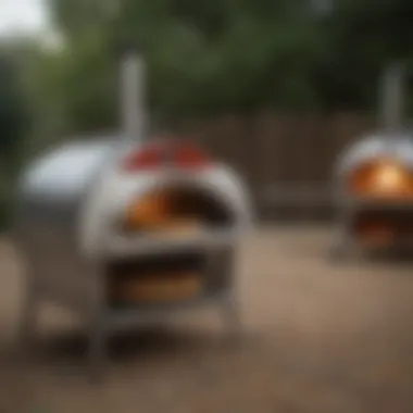 An assortment of portable pizza ovens lined up for comparison