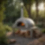 A sleek portable pizza oven in a natural outdoor setting