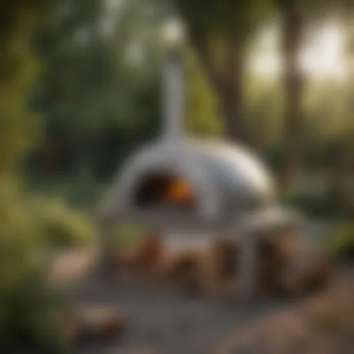 A sleek portable pizza oven in a natural outdoor setting