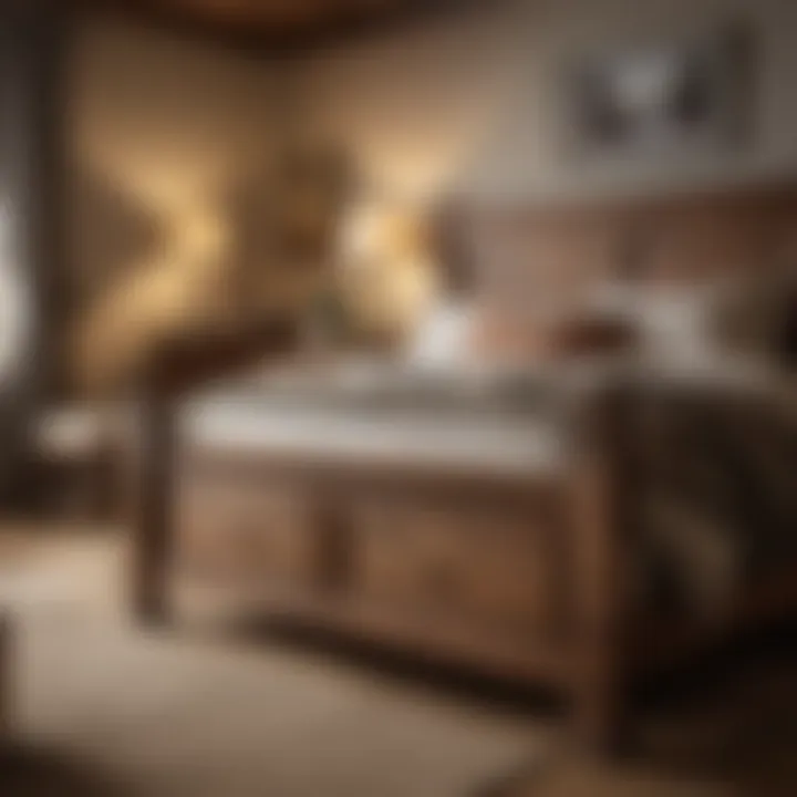 Cozy rustic bedroom set with warm wood accents