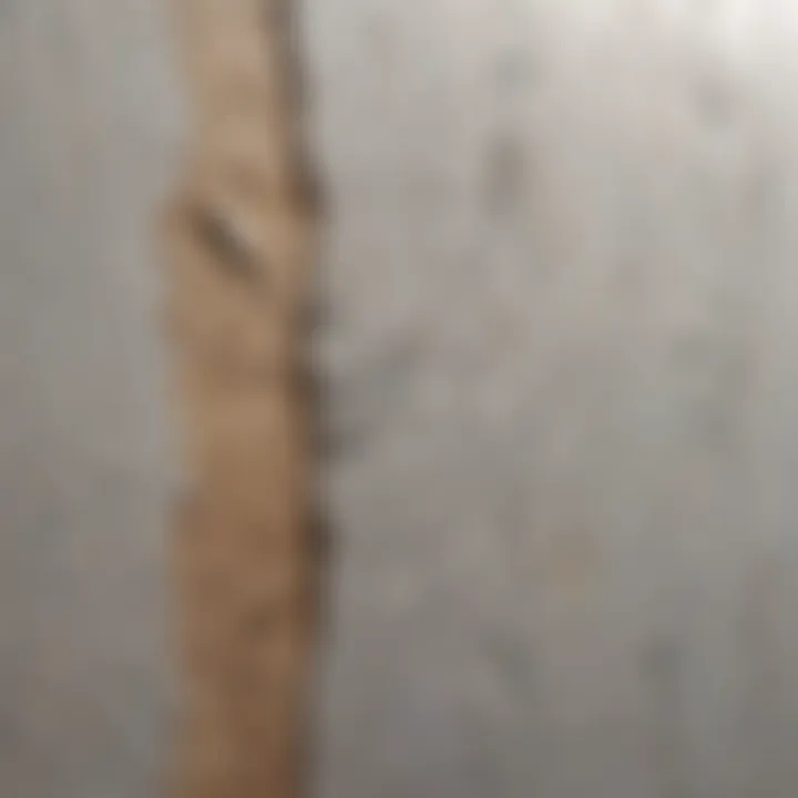 Close-up view of cosmetic cracks on a painted wall