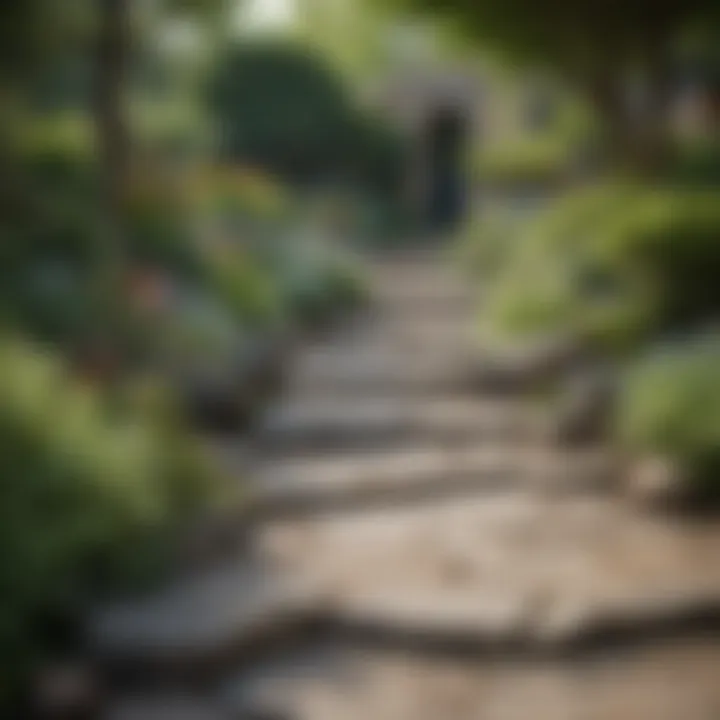 A serene rockery garden integrated with natural stone pathways