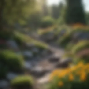 A vibrant rockery garden attracting various pollinators