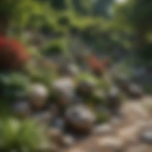 A stunning rockery garden showcasing diverse plants and textures