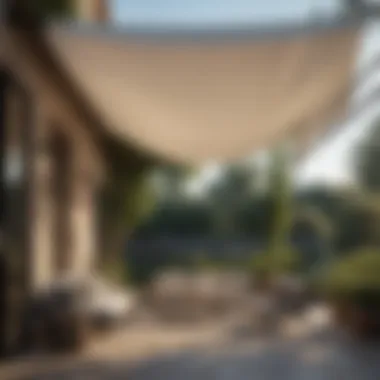 Elegant Fabric Canopy Elegant fabric canopy enhancing outdoor ambiance