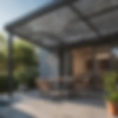 Modern Metal Patio Cover Modern metal patio cover with minimalist aesthetics