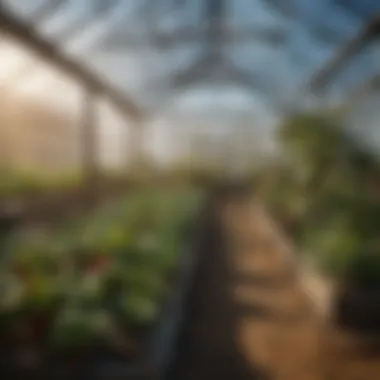 Different materials used in greenhouse construction displayed together.