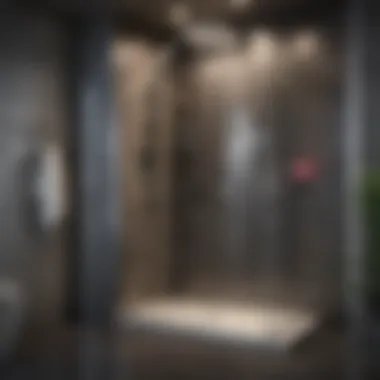 Luxurious stand-up shower with modern fixtures and ambient lighting