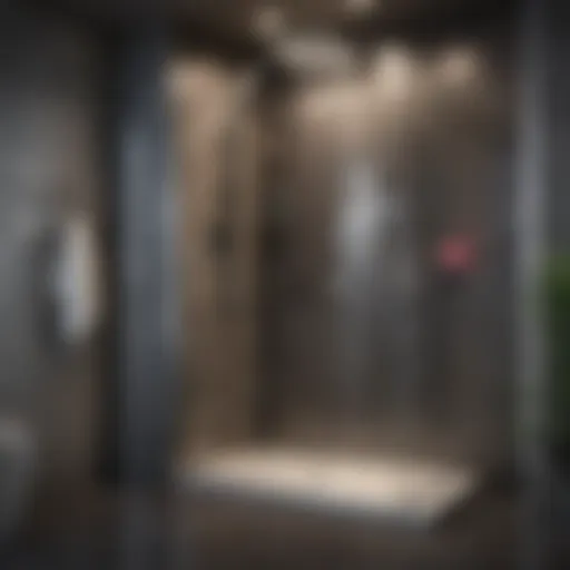 Luxurious stand-up shower with modern fixtures and ambient lighting