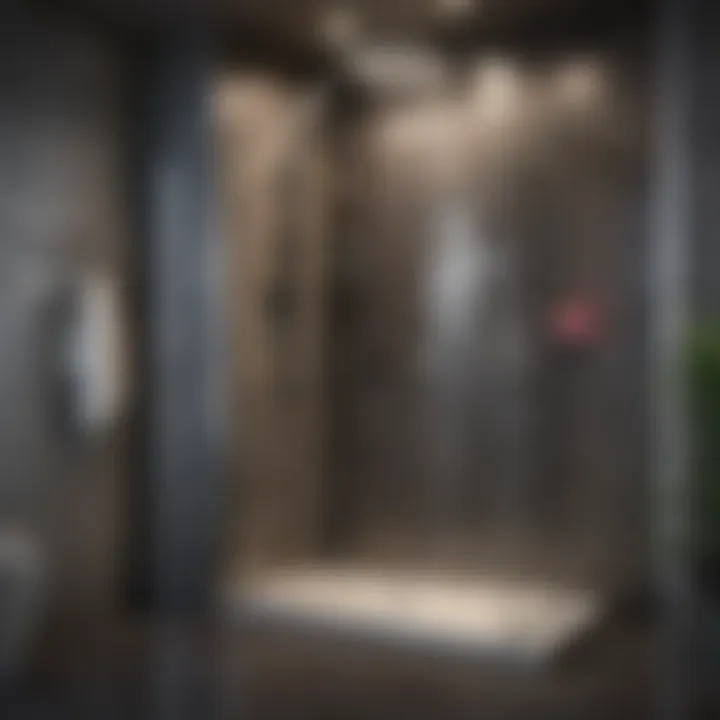 Luxurious stand-up shower with modern fixtures and ambient lighting
