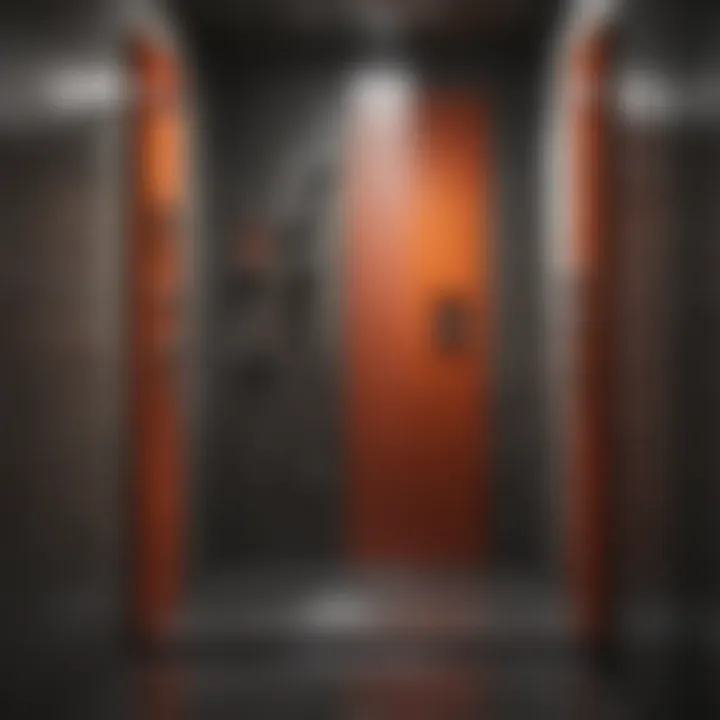 Stylish stand-up shower with vibrant color accents and modern aesthetics