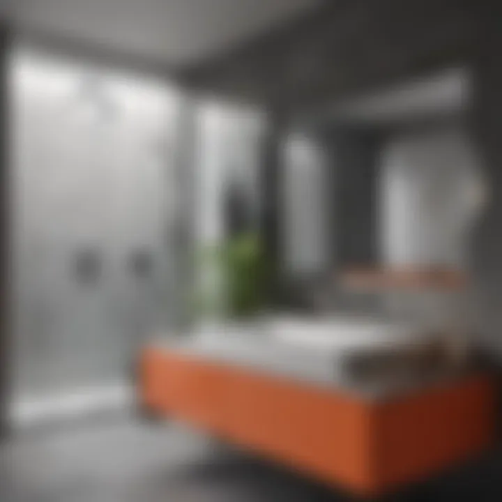 Vibrant accents enhancing a minimalist small bathroom design