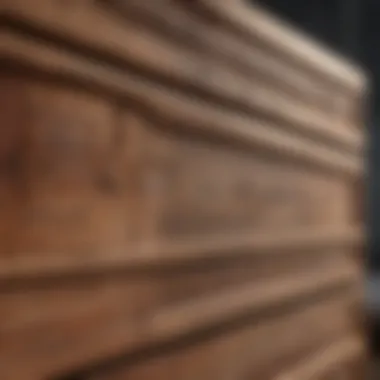 A close-up view of different types of wood used in furniture making
