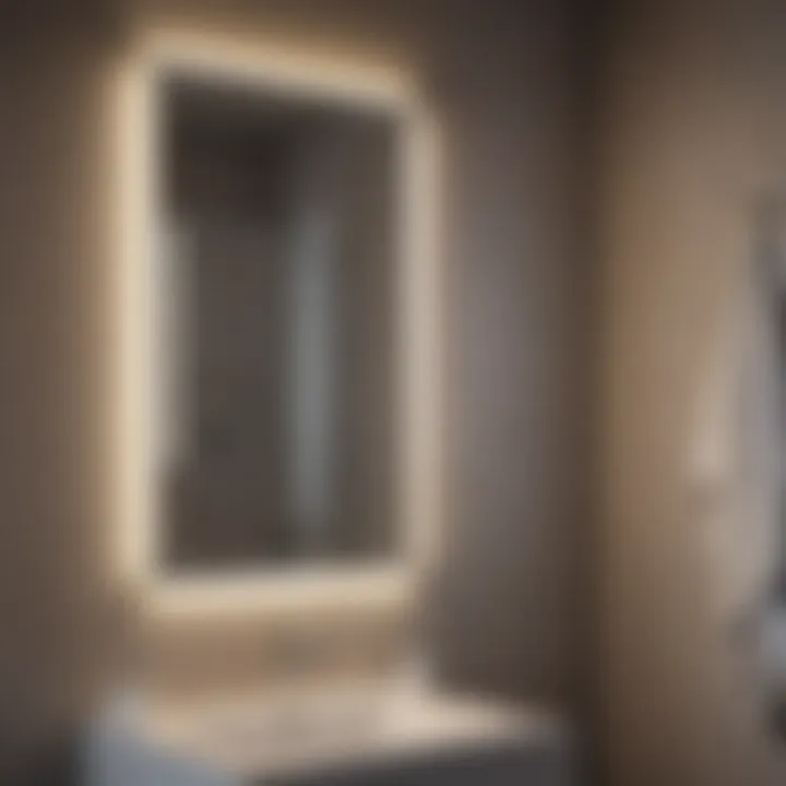 Functional LED strip lights integrated into a bathroom mirror