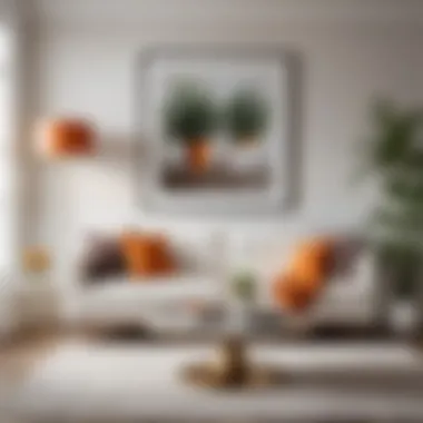 Stylish decor featuring contrasting colors against white walls