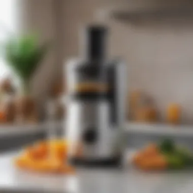 Comparison of juicers on a countertop