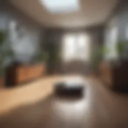 A detailed illustration of Shark robot vacuum navigating a complex room layout.