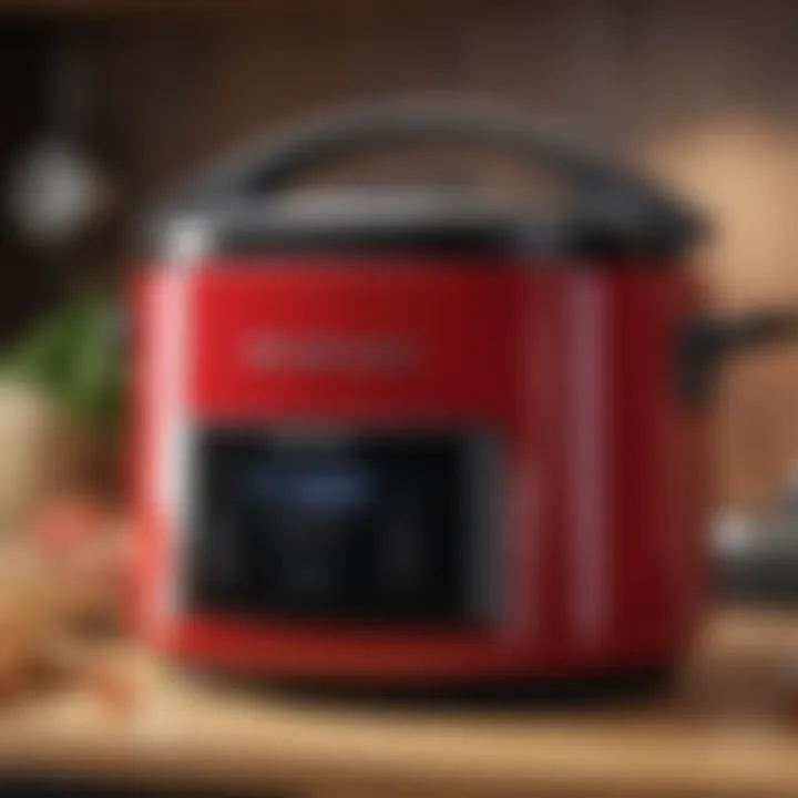 Elegant KitchenAid crock pot in vibrant red showcasing its sleek design