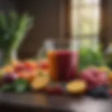 An array of colorful fruits and vegetables ready for juicing