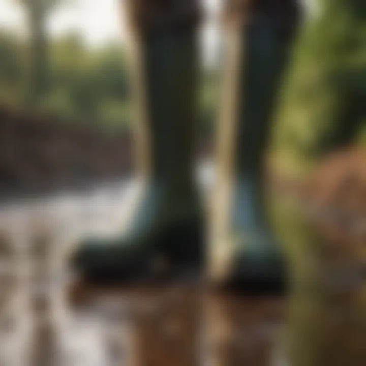 A close-up of premium materials used in short Wellington boots