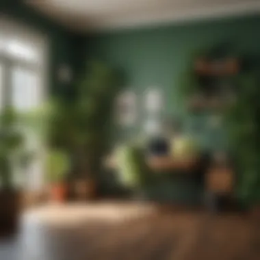 Charming Office Space with Green Tones Charming office space with plants and green tones