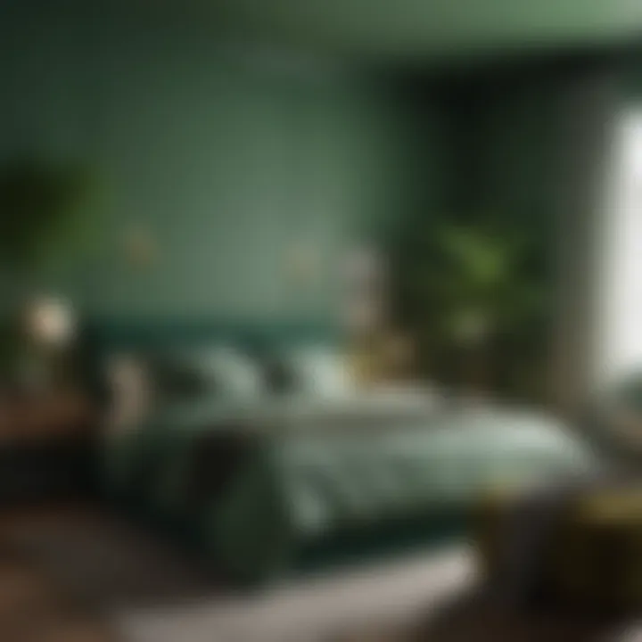 Serene bedroom adorned with green decor