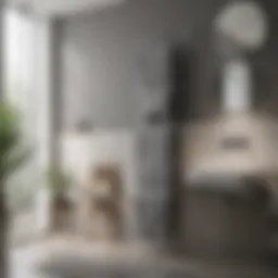 Elegant roll-up towel rack in a modern bathroom setting