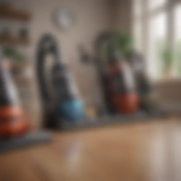 An assortment of Hoover vacuum models displayed side by side