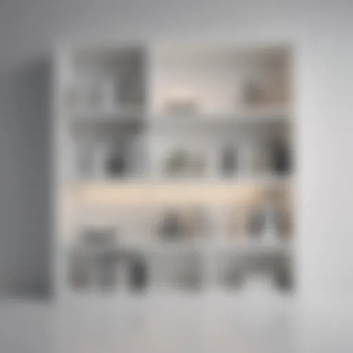 A modern white bookshelf showcasing minimalist design