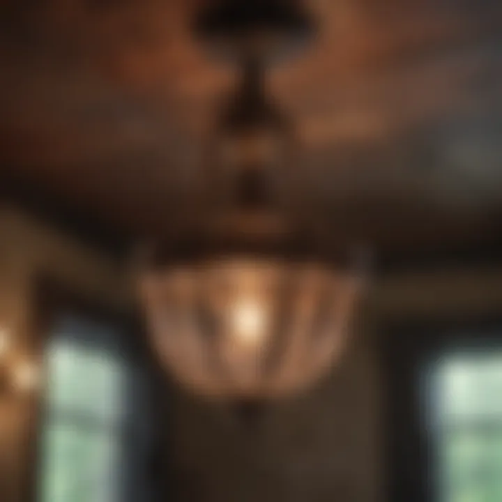 An elegant vintage-inspired light fixture enhancing a rustic space