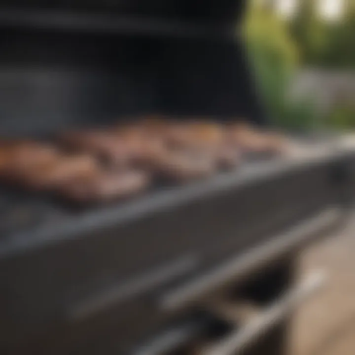 Close-up of a sleek charcoal grill showcasing its modern design