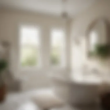 Serene Bathroom Adorned in Warm White Serene bathroom adorned with Valspar warm white shades