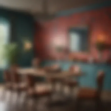 Vibrant wallpaper colors transforming a dining room atmosphere