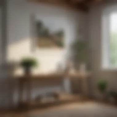 Modern interpretation of farmhouse aesthetics in wall decor.
