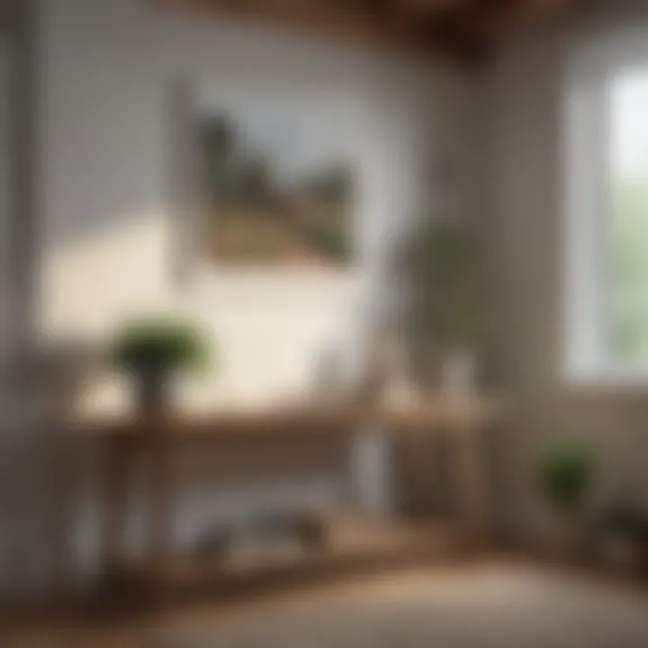 Modern interpretation of farmhouse aesthetics in wall decor.