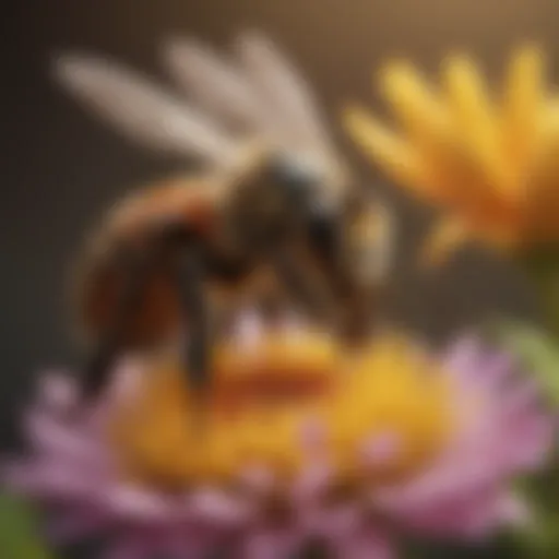 Close-up of a bee on a flower illustrating pollination