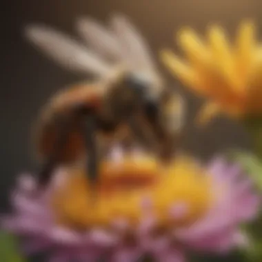 The Role of Bees in Pollination Close-up of a bee on a flower illustrating pollination