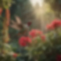 Vibrant flowering bush attracting hummingbirds