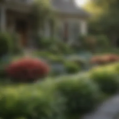 Beautifully designed front lawn with various plant species