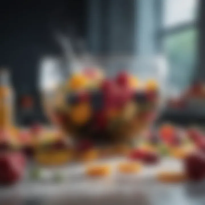 Vibrant frozen fruits and vegetables ready for blending
