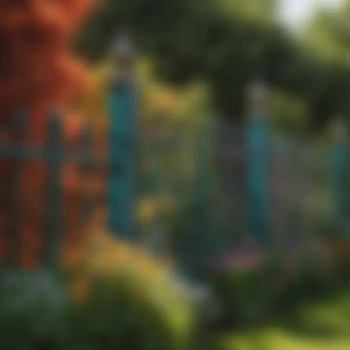 Colorful garden with a decorative fence
